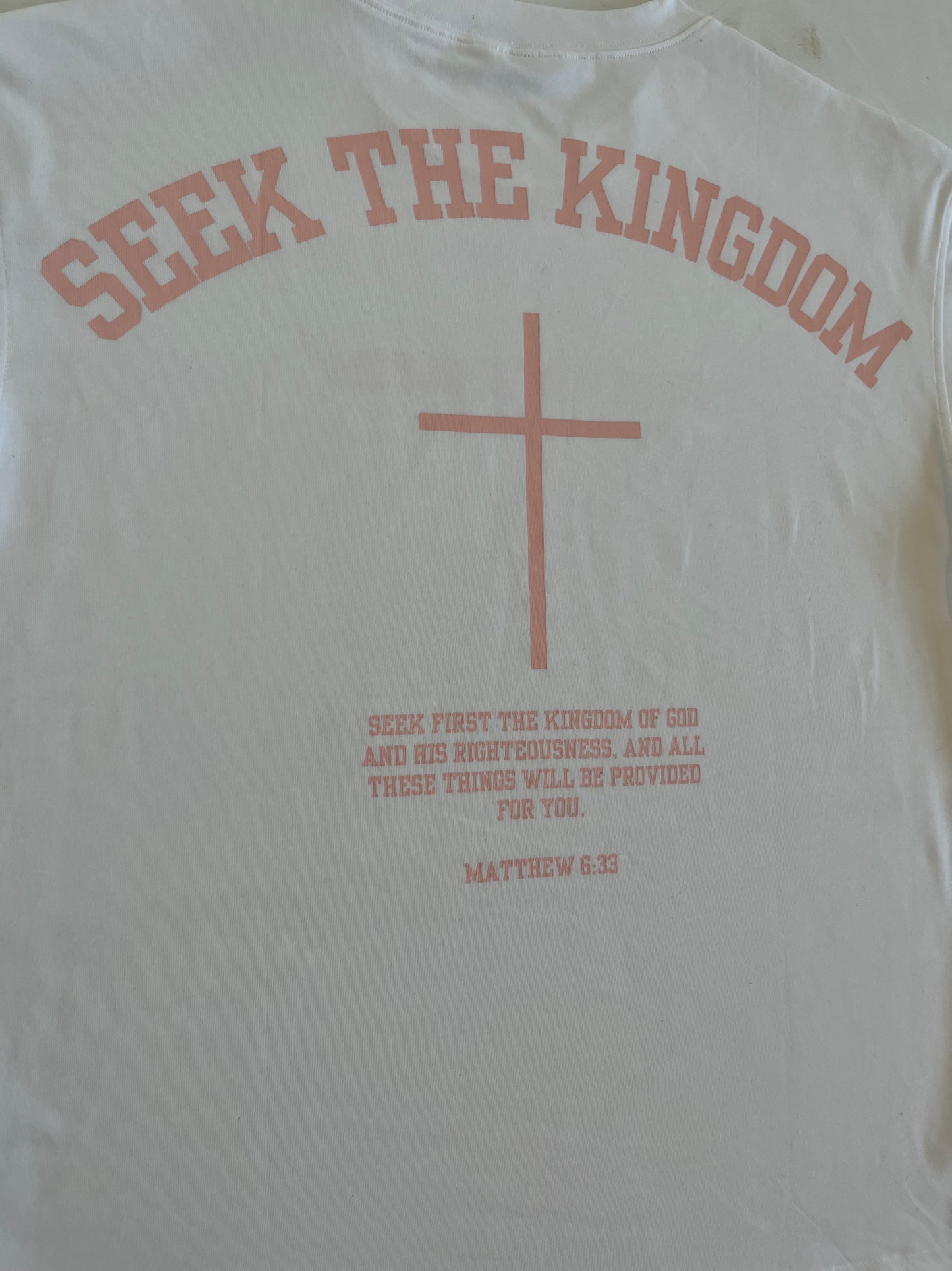 (PRE-ORDER 6 WEEKS) Seek The Kingdom T-Shirt - Rose/White