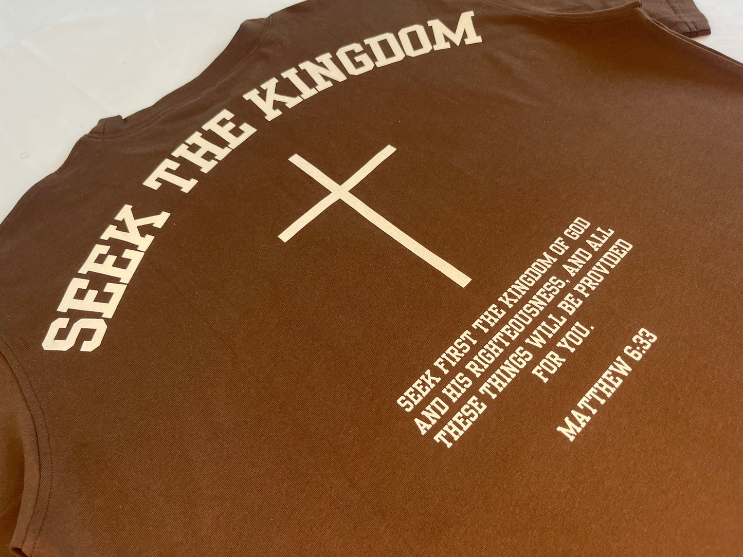 (PRE-ORDER 6 WEEKS) Seek The Kingdom T-Shirt - Brown/Cream