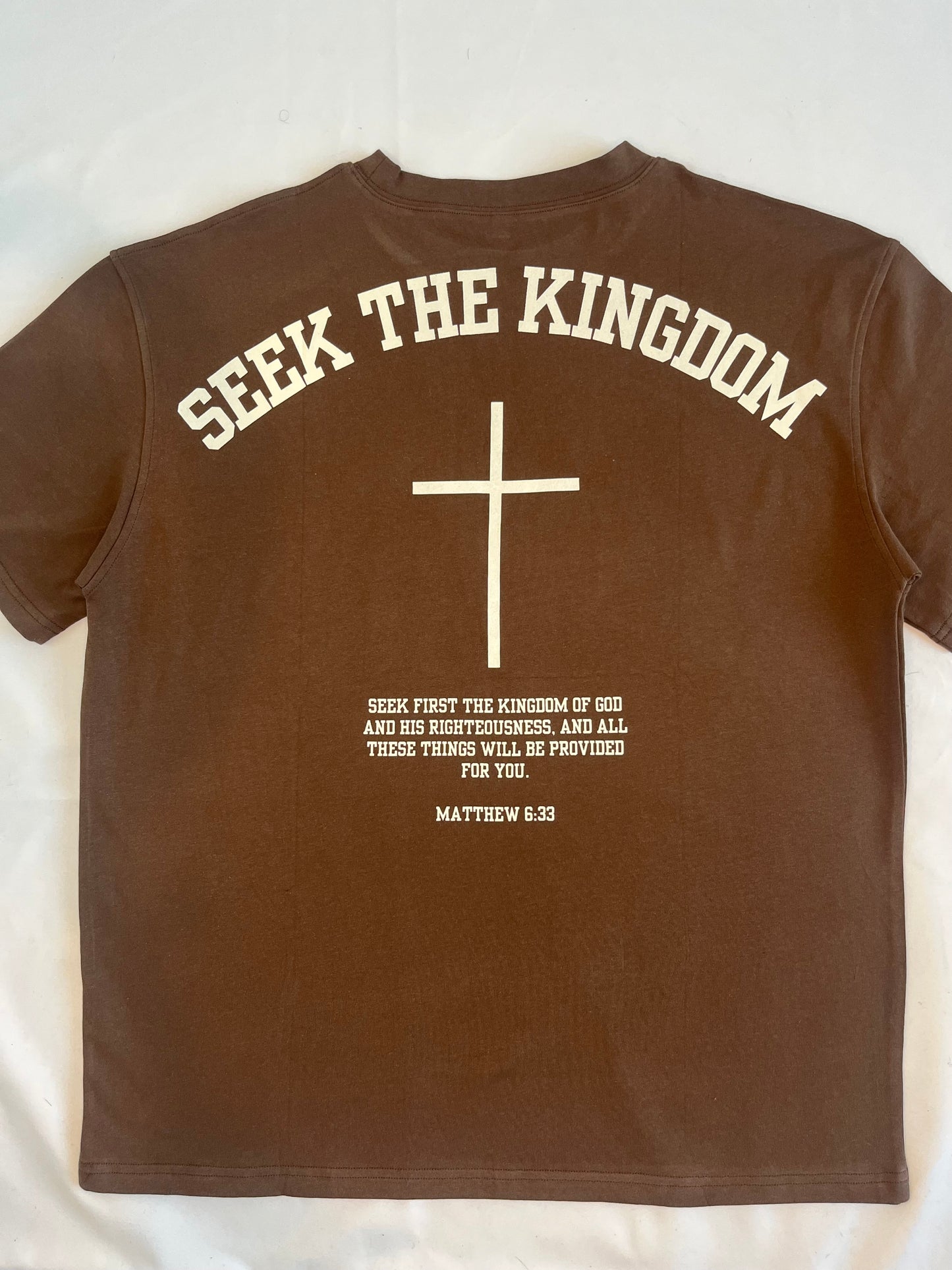 (PRE-ORDER 6 WEEKS) Seek The Kingdom T-Shirt - Brown/Cream