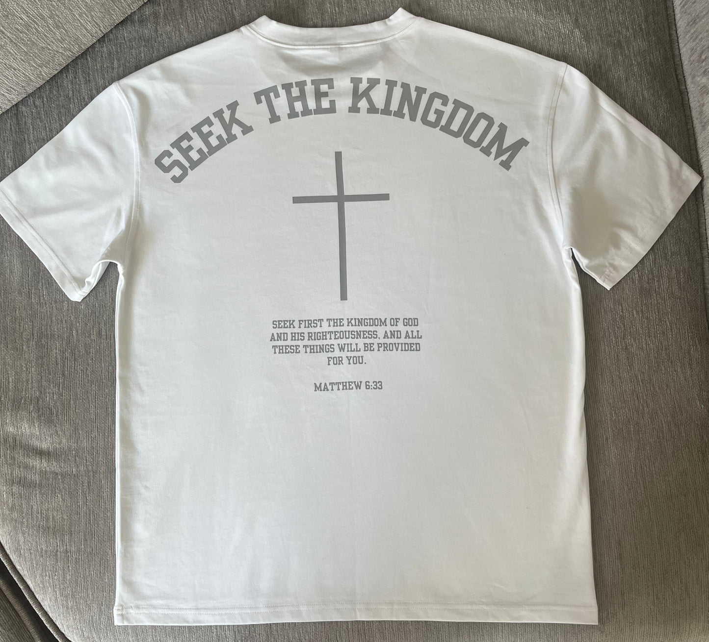 (PRE-ORDER 6 WEEKS) Seek The Kingdom T-Shirt - Steel/White