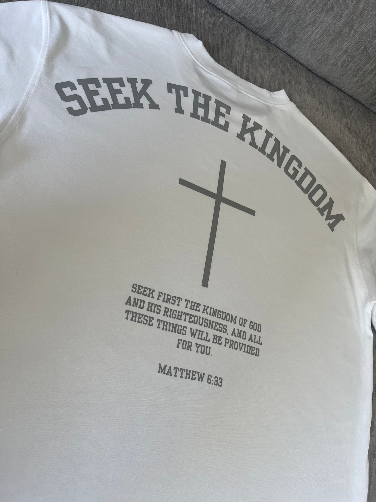 (PRE-ORDER 6 WEEKS) Seek The Kingdom T-Shirt - Steel/White