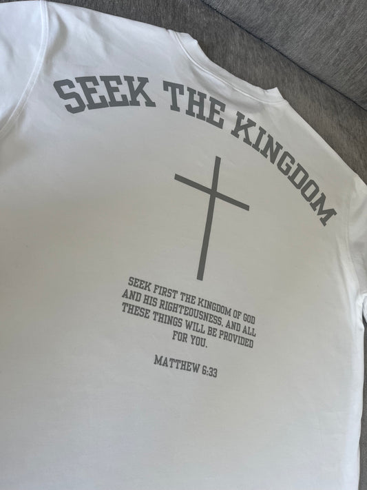 (PRE-ORDER 6 WEEKS) Seek The Kingdom T-Shirt - Steel/White
