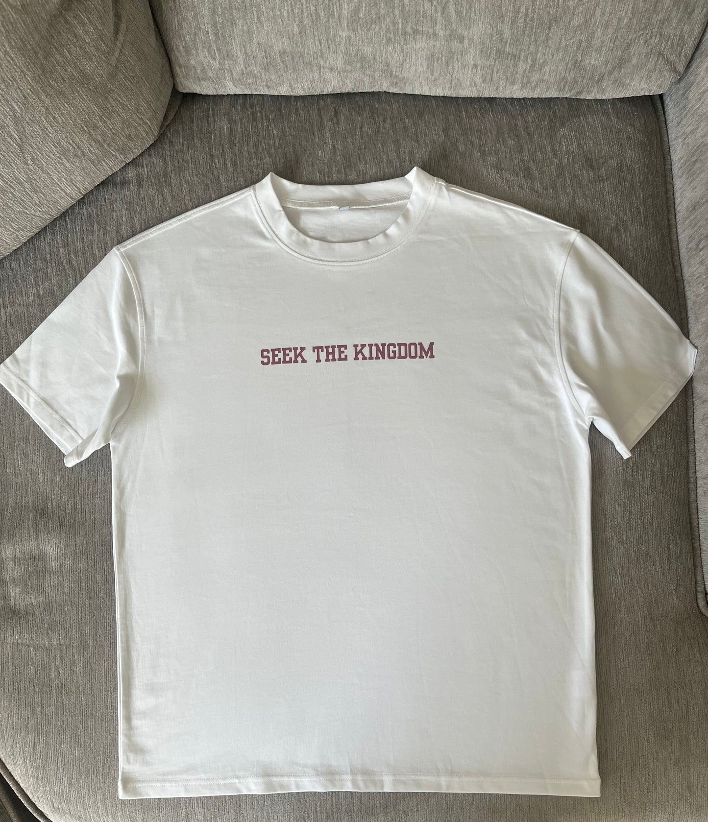 (PRE-ORDER 6 WEEKS) Seek The Kingdom T-Shirt - Berry/White