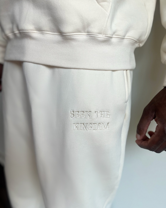 (PRE-ORDER 6 WEEKS) Seek The Kingdom Joggers - Cream
