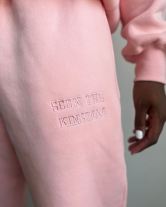 (PRE-ORDER 6 WEEKS) Seek The Kingdom Joggers - Rose